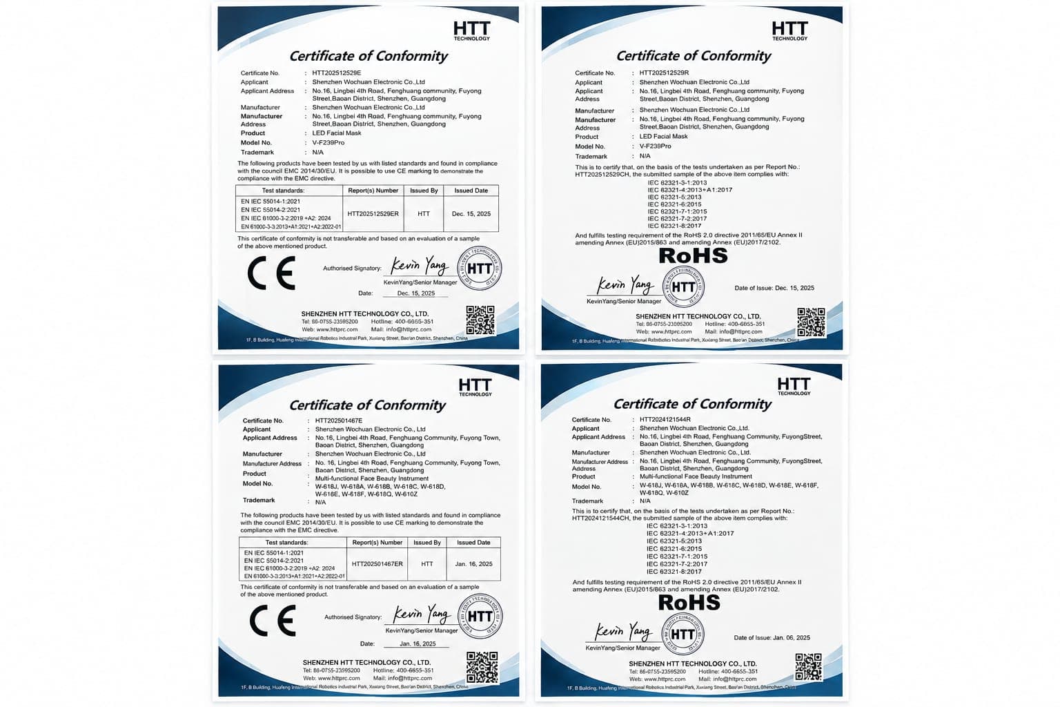 Certificate de conformitate MEDBION — Advanced Therapy Mask și RF Beauty Instrument